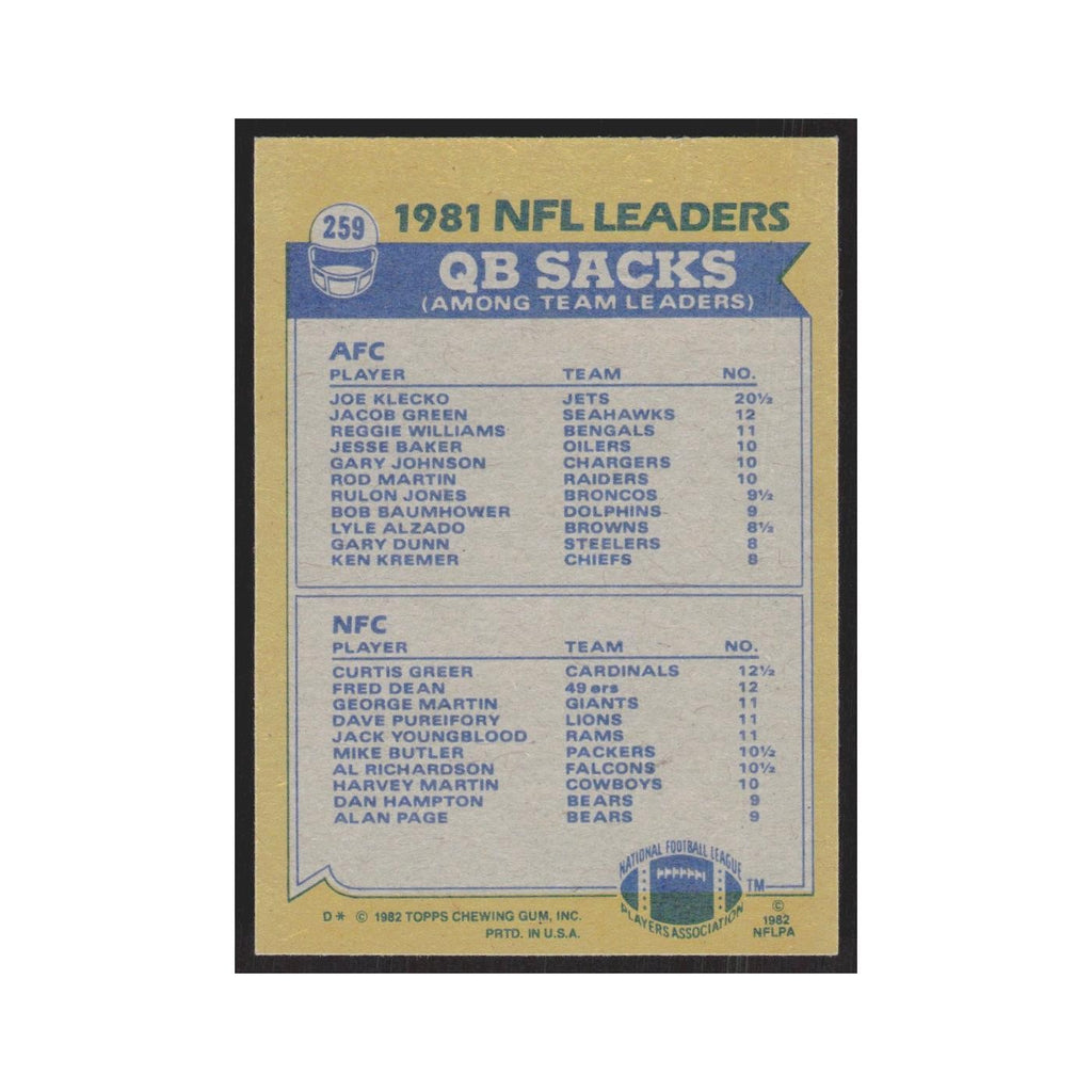 1982 Topps Joe Klecko/Curtis Greer New York Jets/St. Louis Cardinals #259
