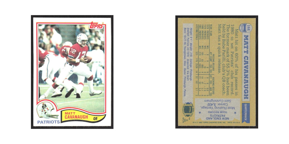 1982 Topps Matt Cavanaugh Patriots #144