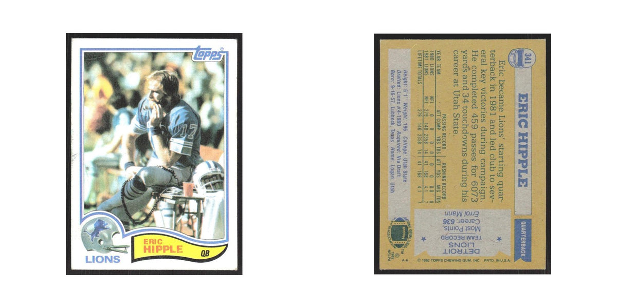 1982 Topps Eric Hipple Lions #341