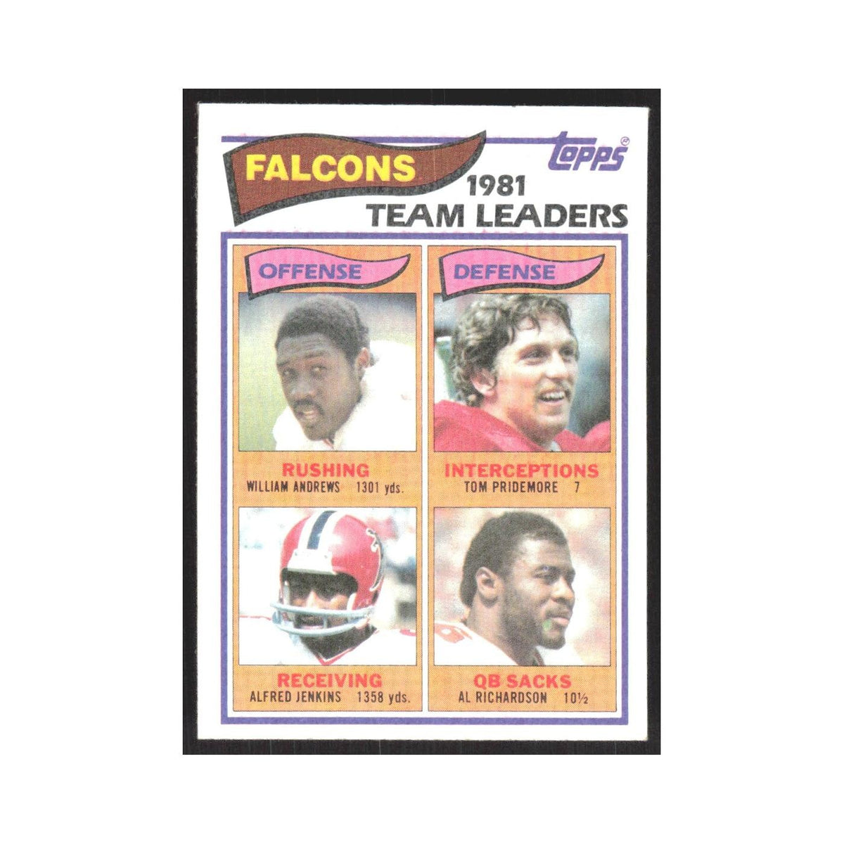 1982 Topps William Andrews/Tom Pridemore/Alfred Jenkins/Al Richardson Falcons