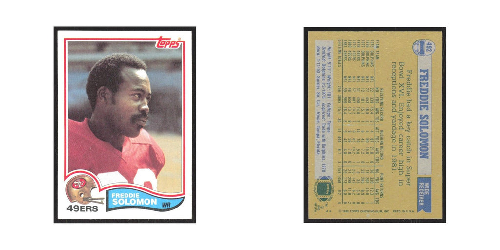 1982 Topps Freddie Solomon 49ers #492