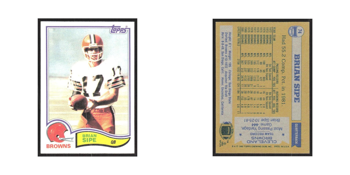 1982 Topps Brian Sipe Browns #74
