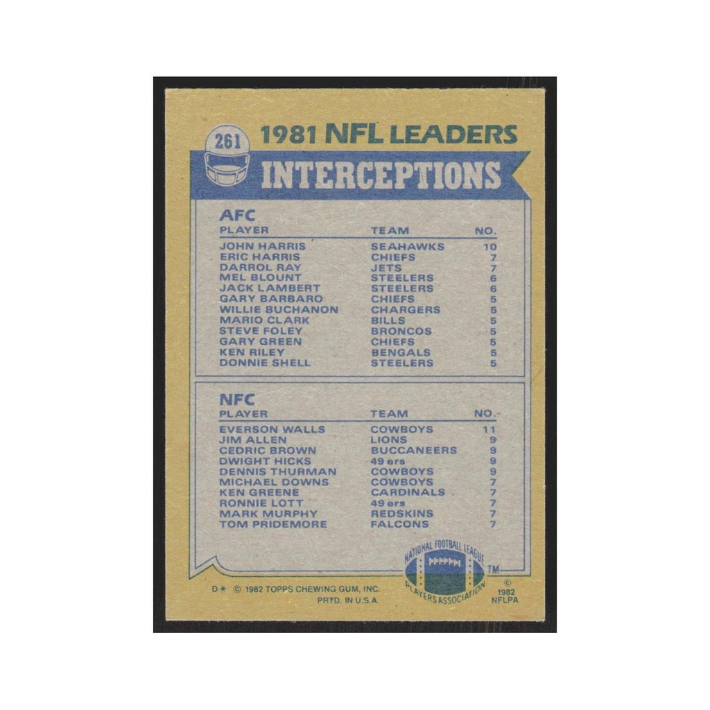 1982 Topps John Harris/Everson Walls Seattle Seahawks/Dallas Cowboys #261