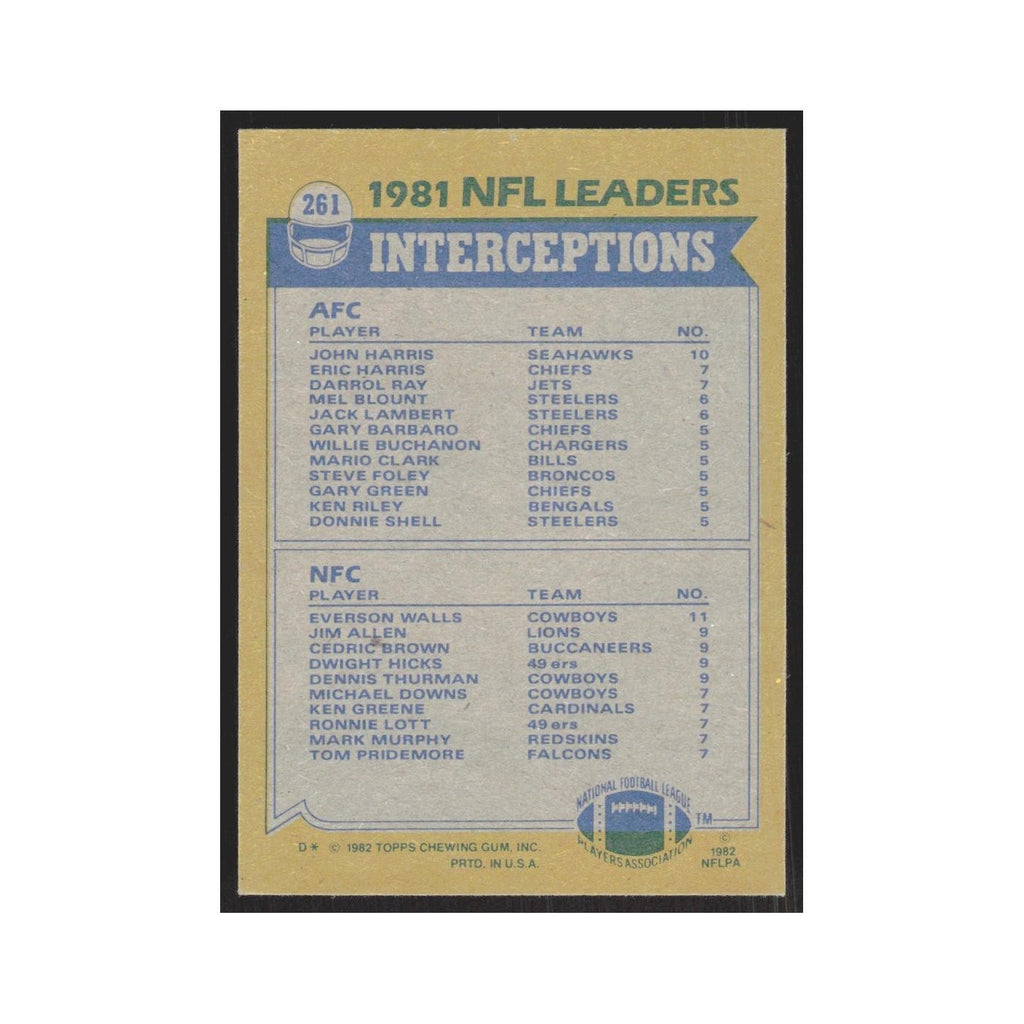 1982 Topps John Harris/Everson Walls Seattle Seahawks/Dallas Cowboys #261