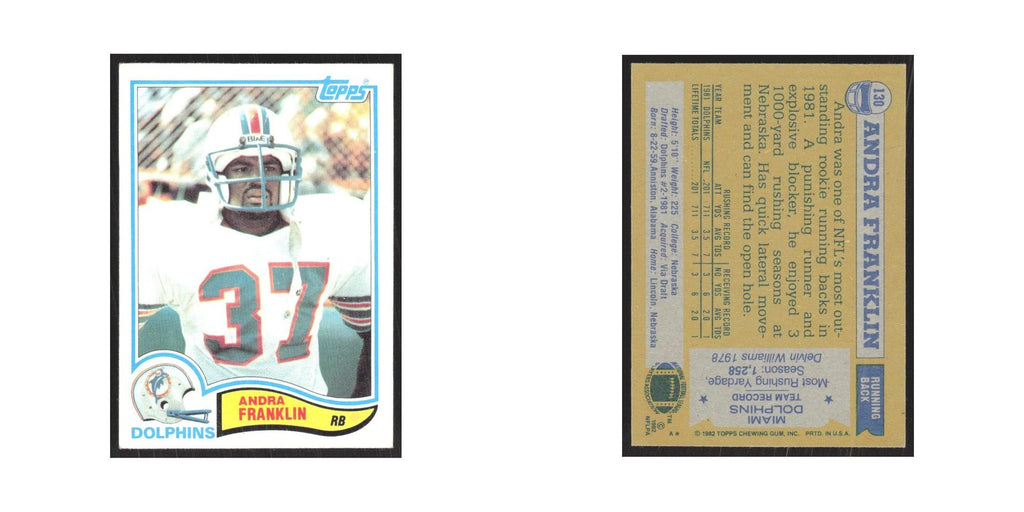 1982 Topps Andra Franklin Dolphins #130