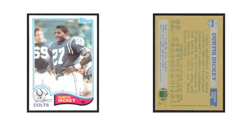 1982 Topps Curtis Dickey Baltimore Colts #13