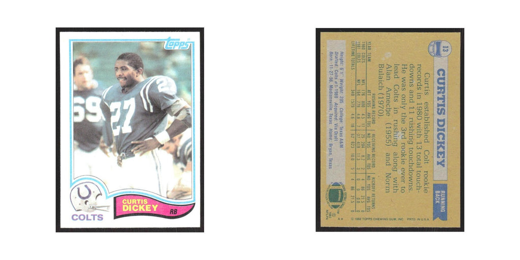 1982 Topps Curtis Dickey Baltimore Colts #13