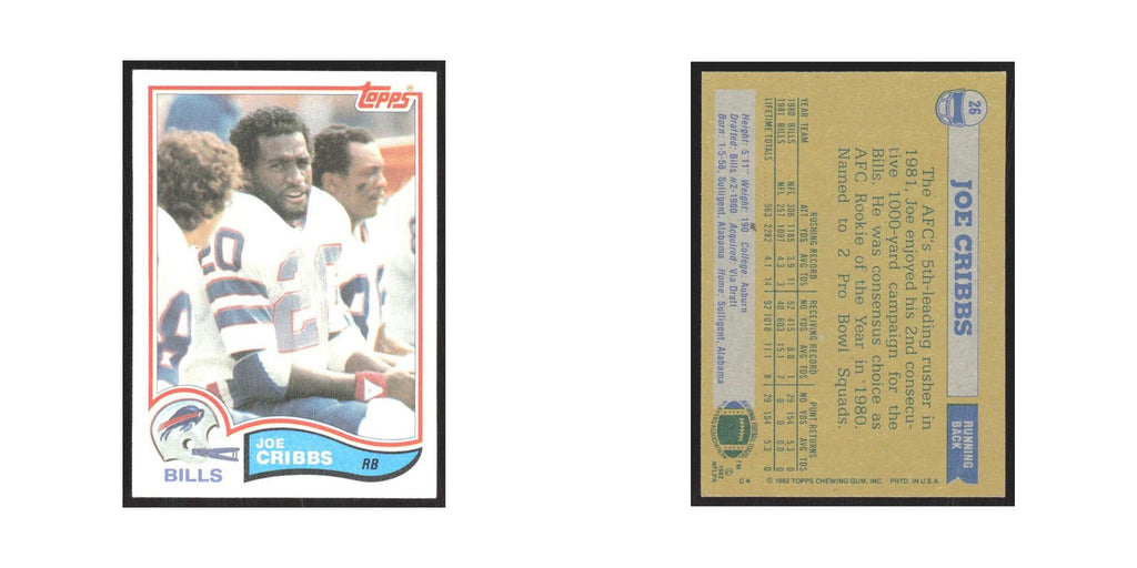 1982 Topps Joe Cribbs Bills #26