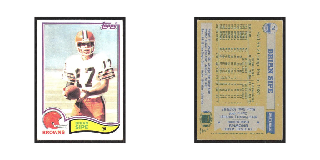 1982 Topps Brian Sipe Browns #74