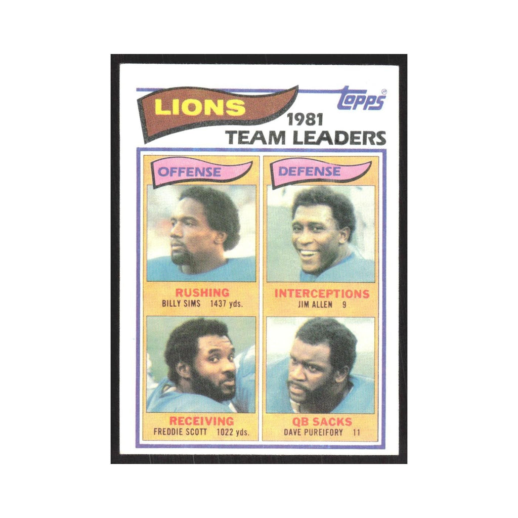 1982 Topps Billy Sims/Jim Allen/Freddie Scott/Dave Pureifory Lions #333
