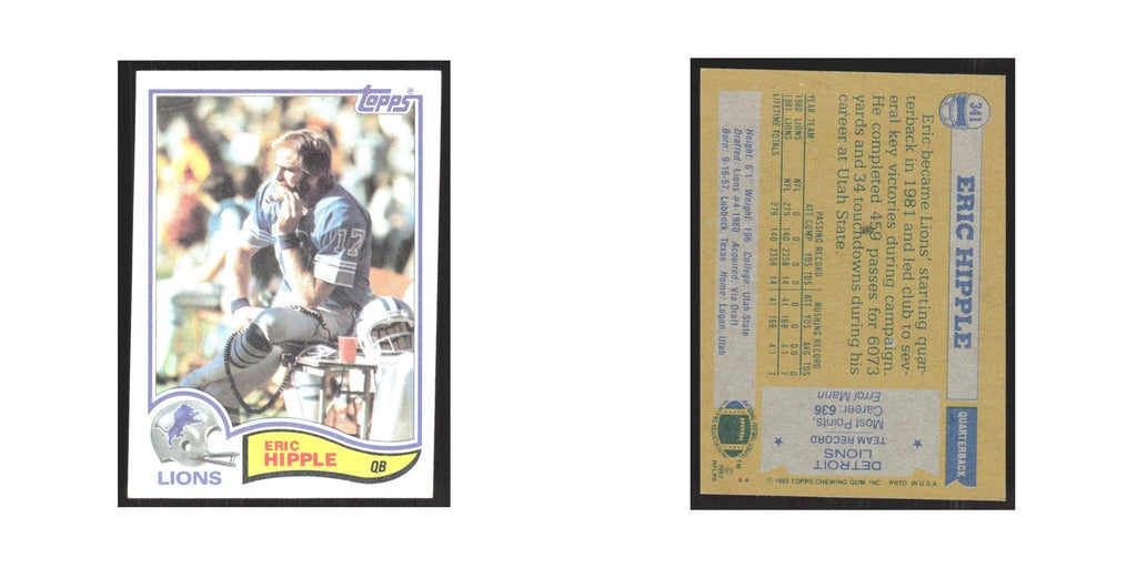 1982 Topps Eric Hipple Lions #341