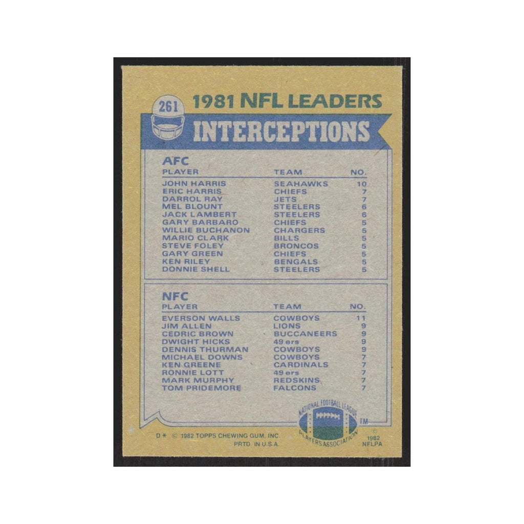 1982 Topps John Harris/Everson Walls Seattle Seahawks/Dallas Cowboys #261