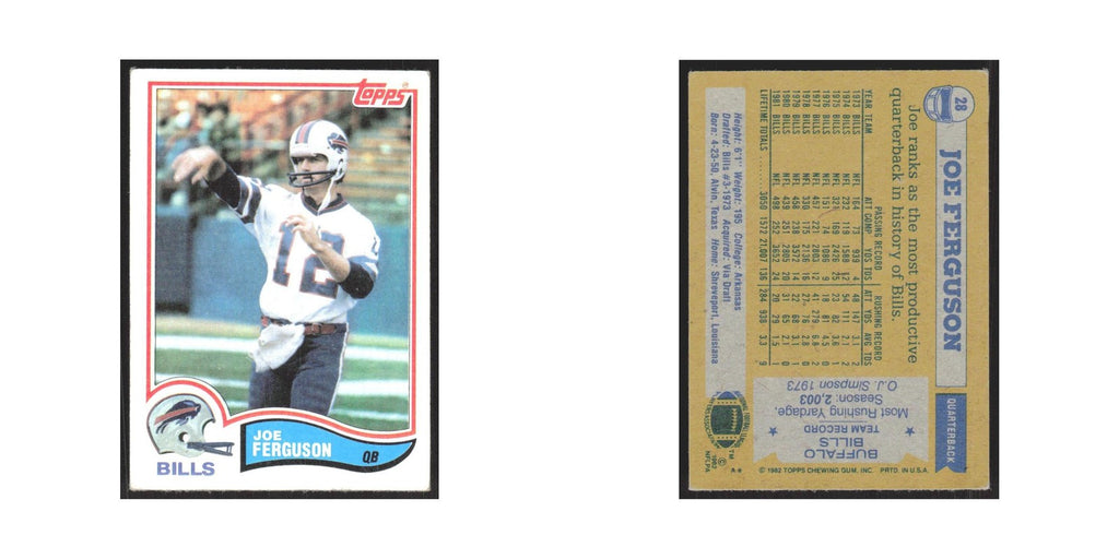 1982 Topps Joe Ferguson Bills #28