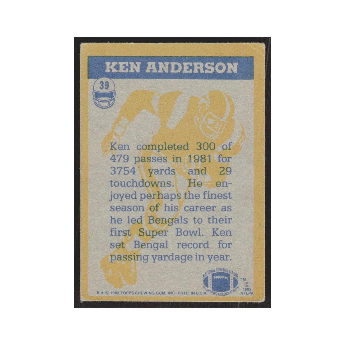 1982 Topps Ken Anderson Bengals #39
