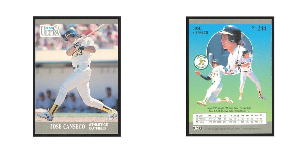 1991 Fleer Ultra Jose Canseco Athletics #244