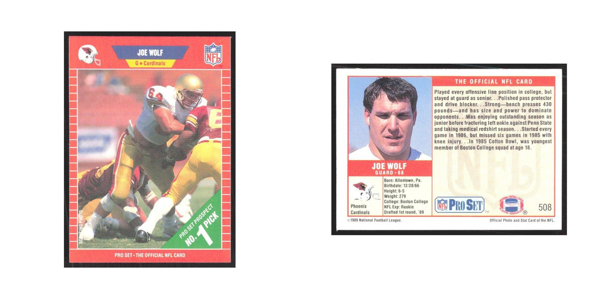 1989 Pro Set Joe Wolf Phoenix Cardinals #508