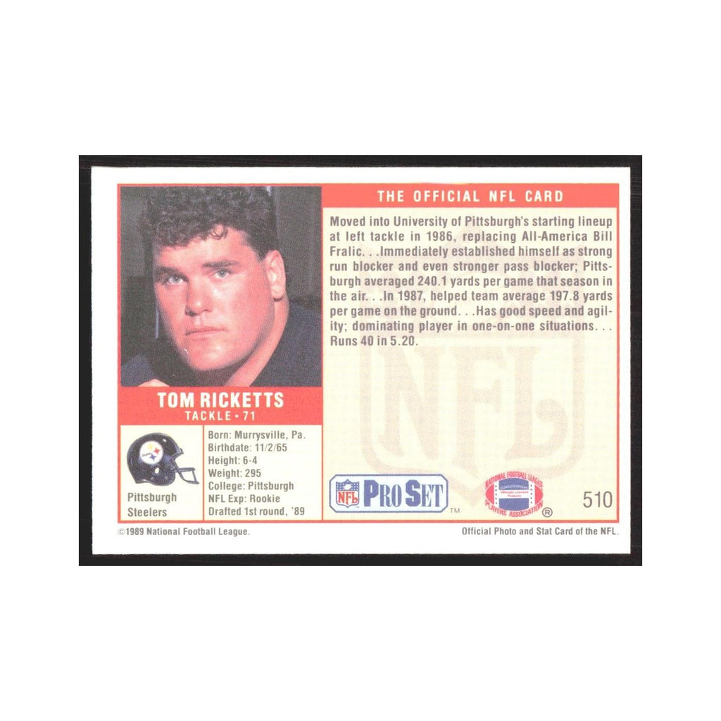 1989 Pro Set Tom Ricketts Steelers #510