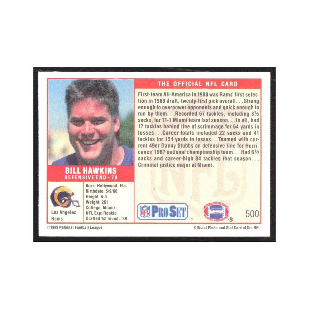 1989 Pro Set Bill Hawkins Rams #500