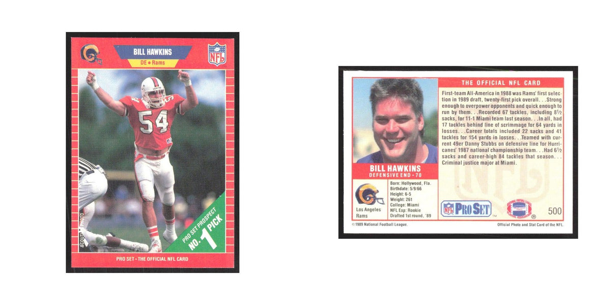 1989 Pro Set Bill Hawkins Rams #500