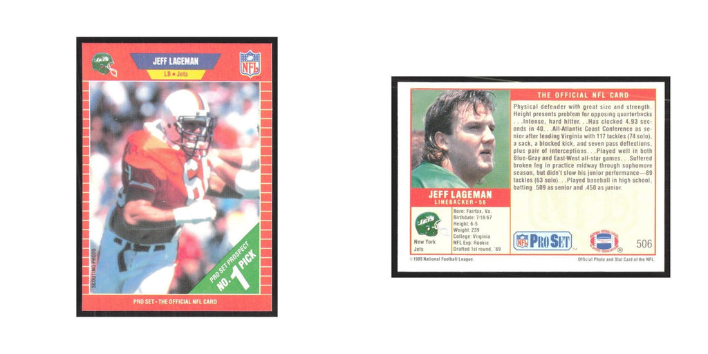 1989 Pro Set Jeff Lageman Jets #506