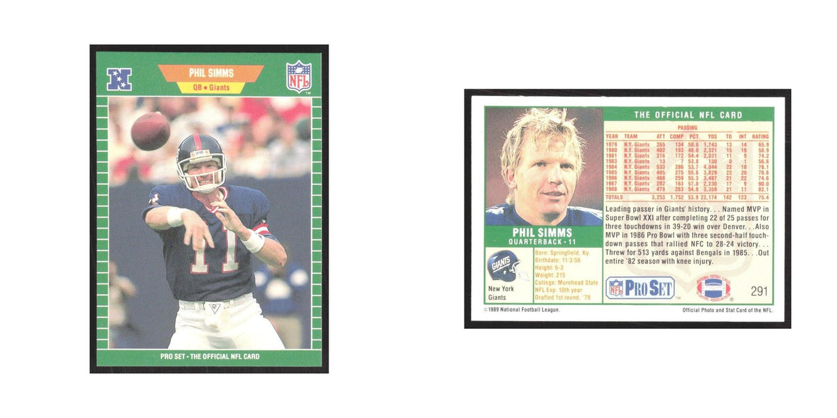 1989 Pro Set Phil Simms Giants #291