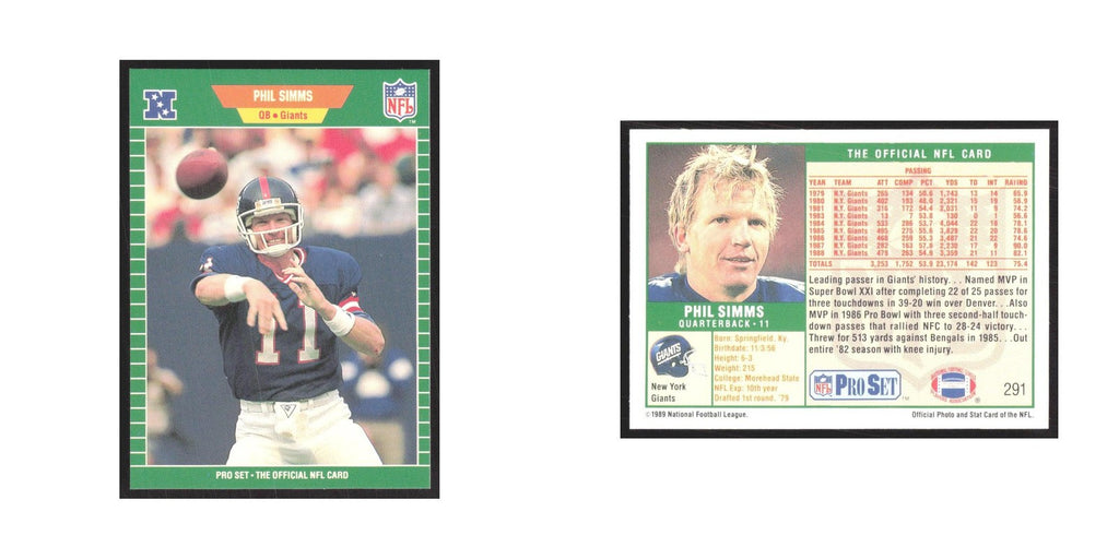 1989 Pro Set Phil Simms Giants #291