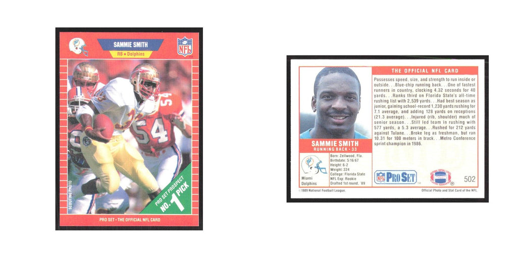 1989 Pro Set Sammie Smith Dolphins #502