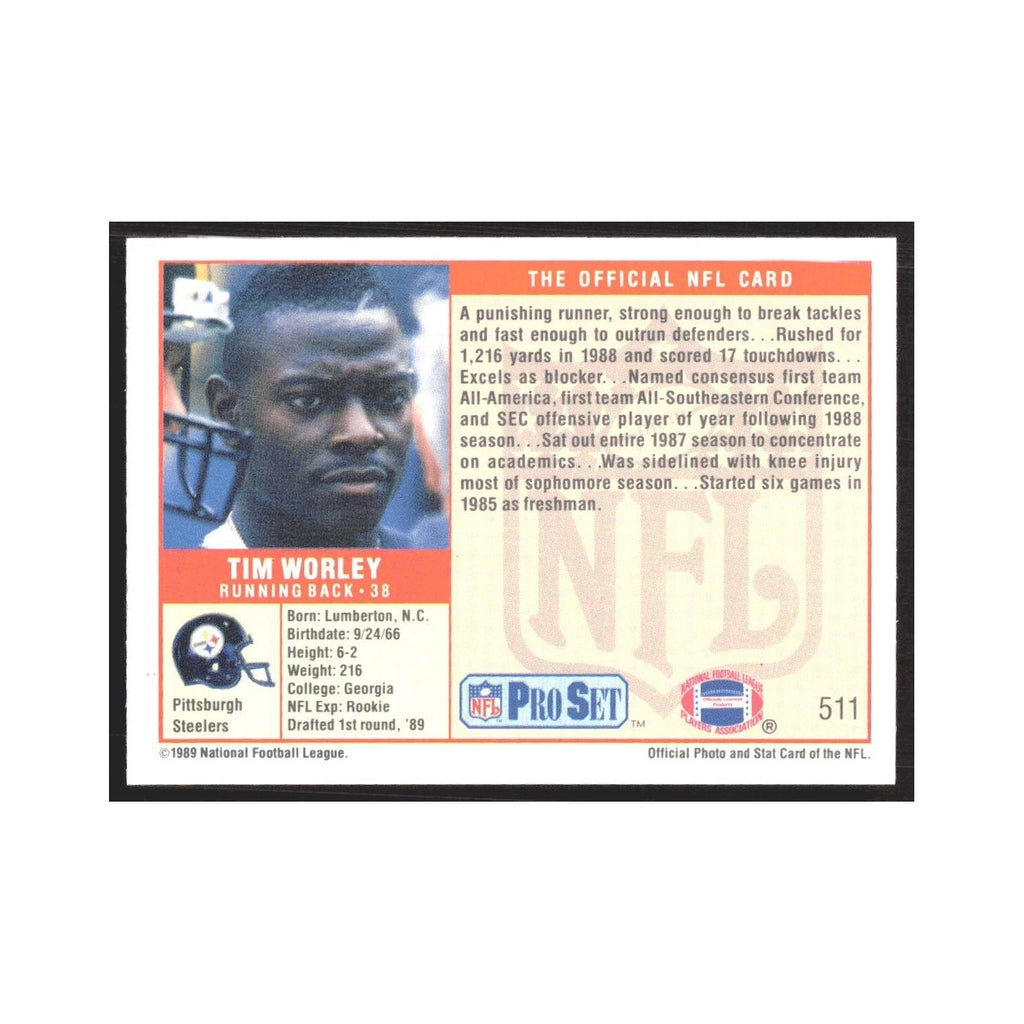 1989 Pro Set Tim Worley Steelers #511