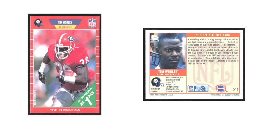 1989 Pro Set Tim Worley Steelers #511