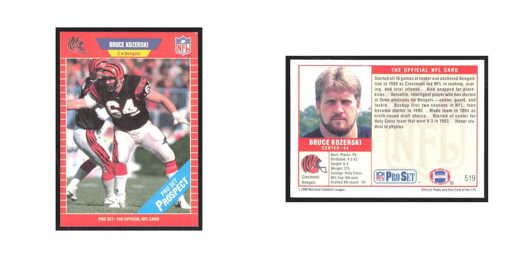 1989 Pro Set Bruce Kozerski Bengals #519