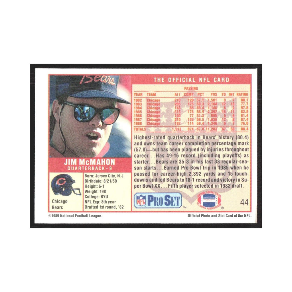 1989 Pro Set Jim McMahon Bears #44