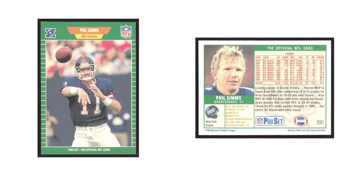 1989 Pro Set Phil Simms Giants #291