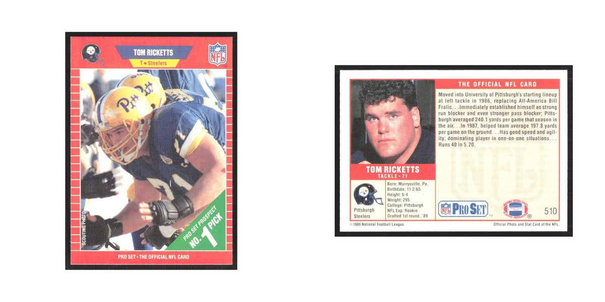 1989 Pro Set Tom Ricketts Steelers #510