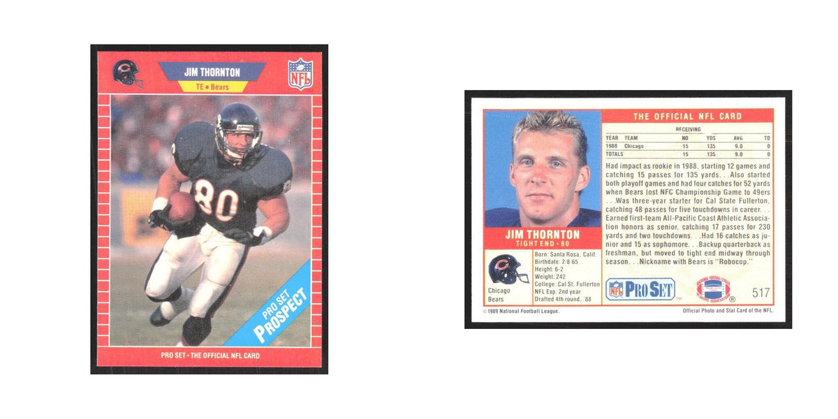 1989 Pro Set Jim Thornton Bears #517
