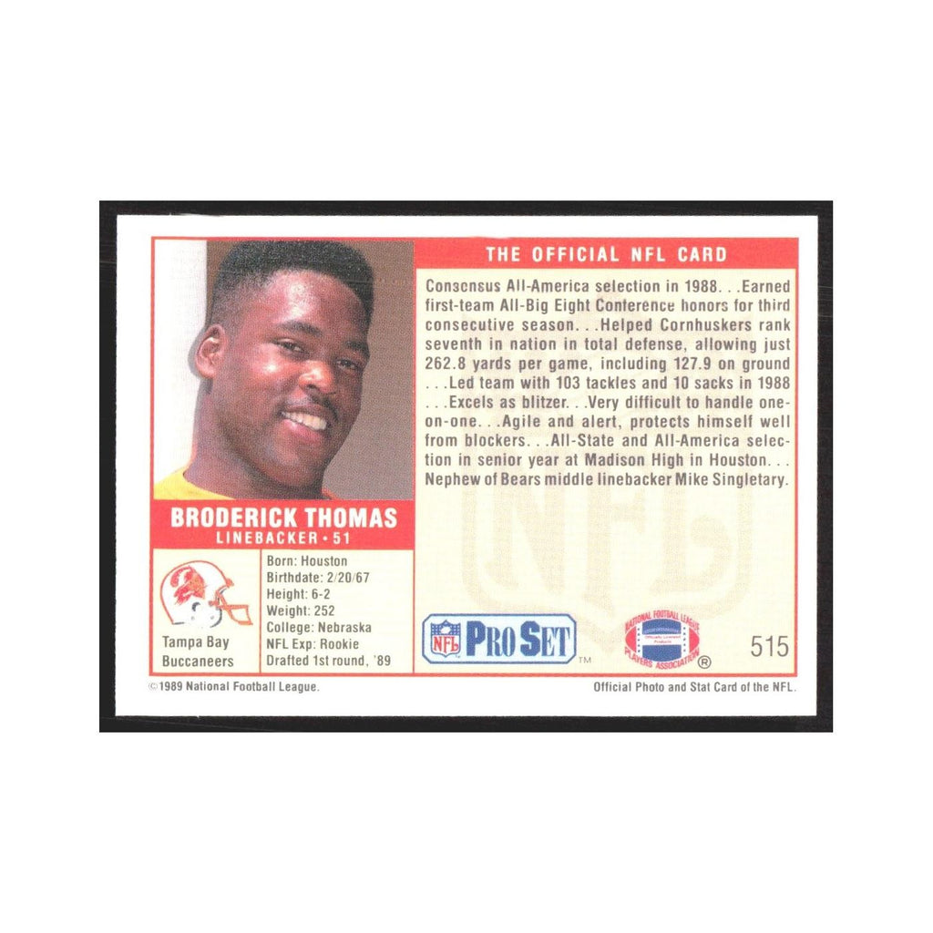 1989 Pro Set Broderick Thomas Buccaneers #515