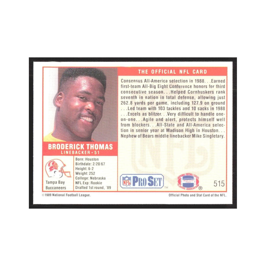 1989 Pro Set Broderick Thomas Buccaneers #515