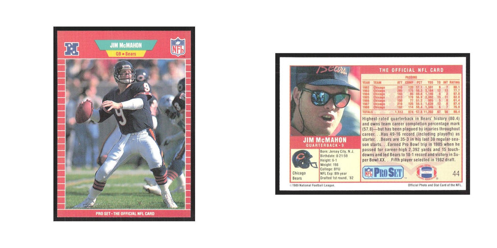 1989 Pro Set Jim McMahon Bears #44