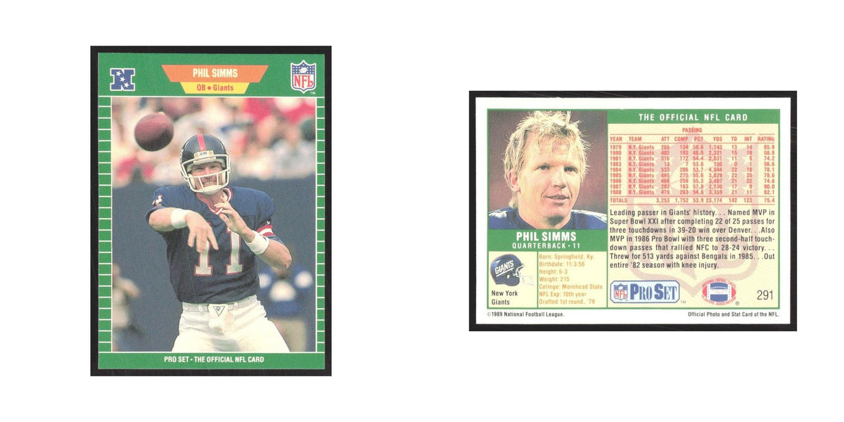 1989 Pro Set Phil Simms Giants #291