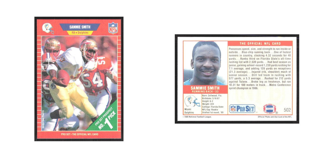 1989 Pro Set Sammie Smith Dolphins #502