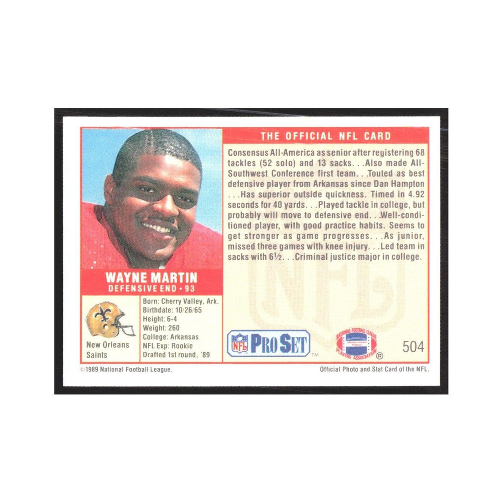 1989 Pro Set Wayne Martin Saints #504