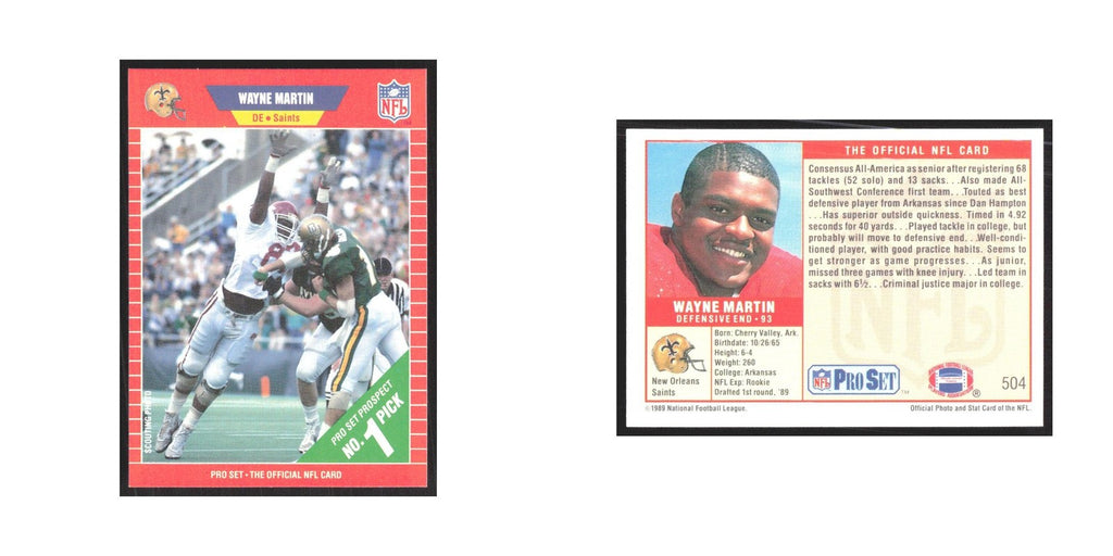 1989 Pro Set Wayne Martin Saints #504
