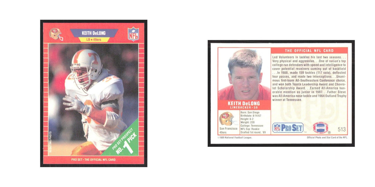 1989 Pro Set Keith DeLong 49ers #513