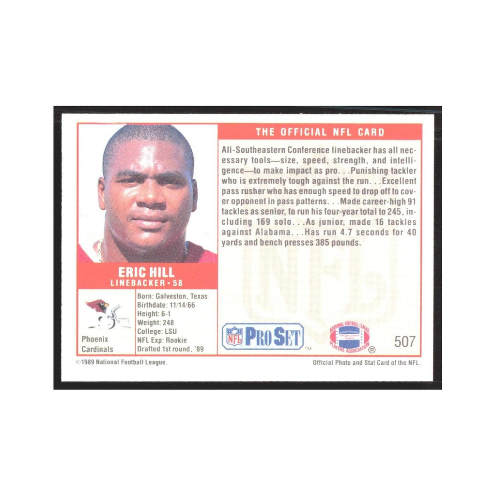 1989 Pro Set Eric Hill Phoenix Cardinals #507