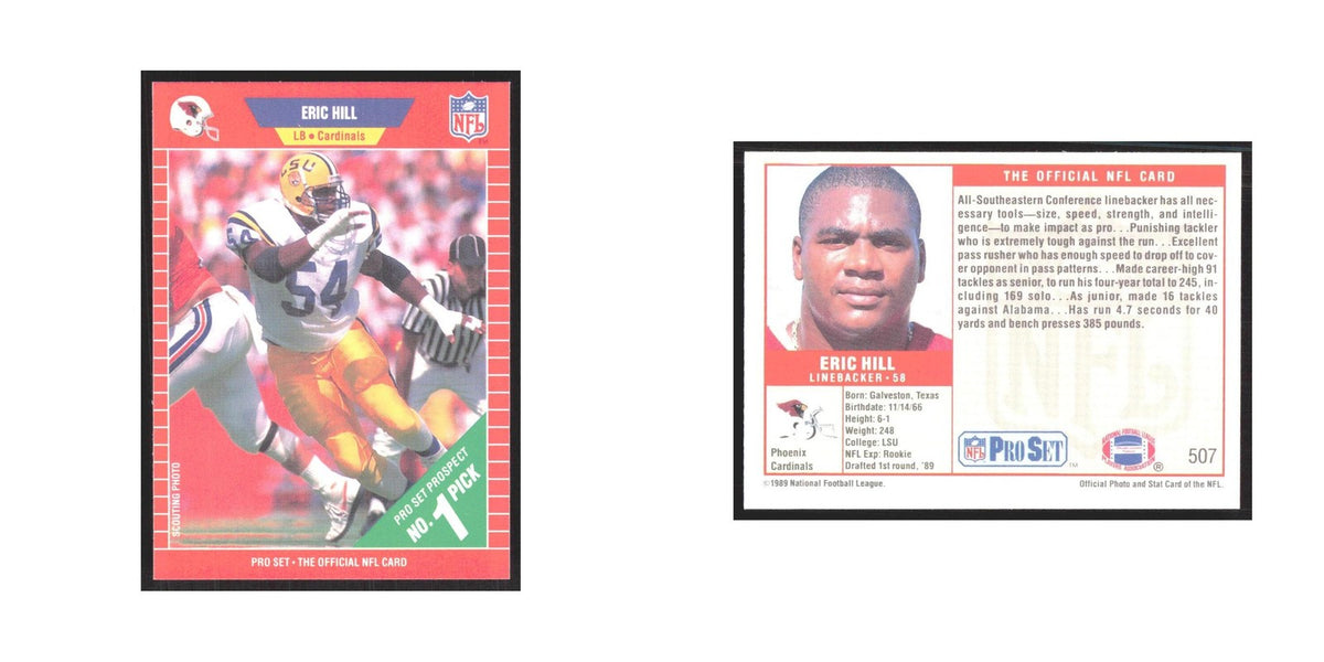 1989 Pro Set Eric Hill Phoenix Cardinals #507