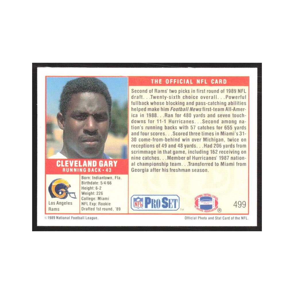 1989 Pro Set Cleveland Gary Rams #499