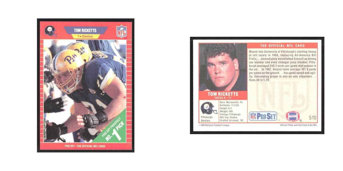 1989 Pro Set Tom Ricketts Steelers #510