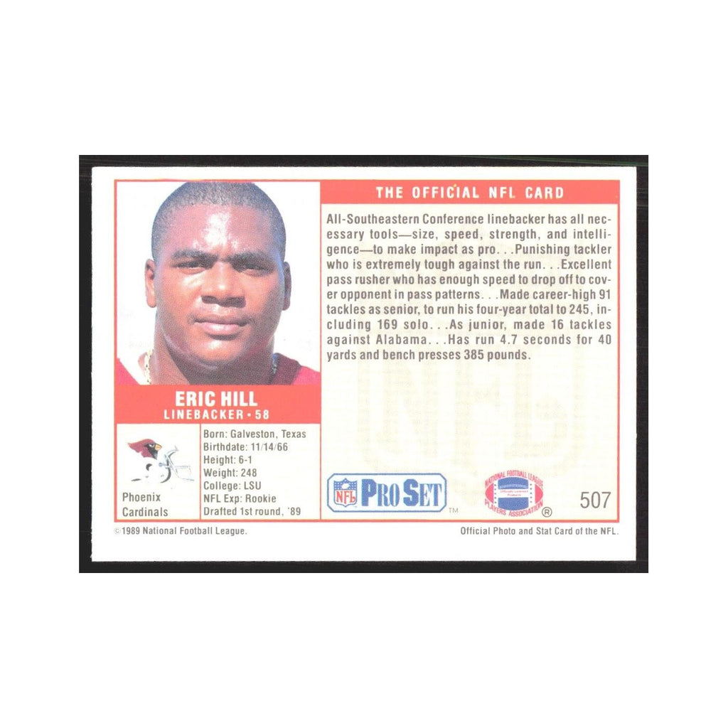 1989 Pro Set Eric Hill Phoenix Cardinals #507