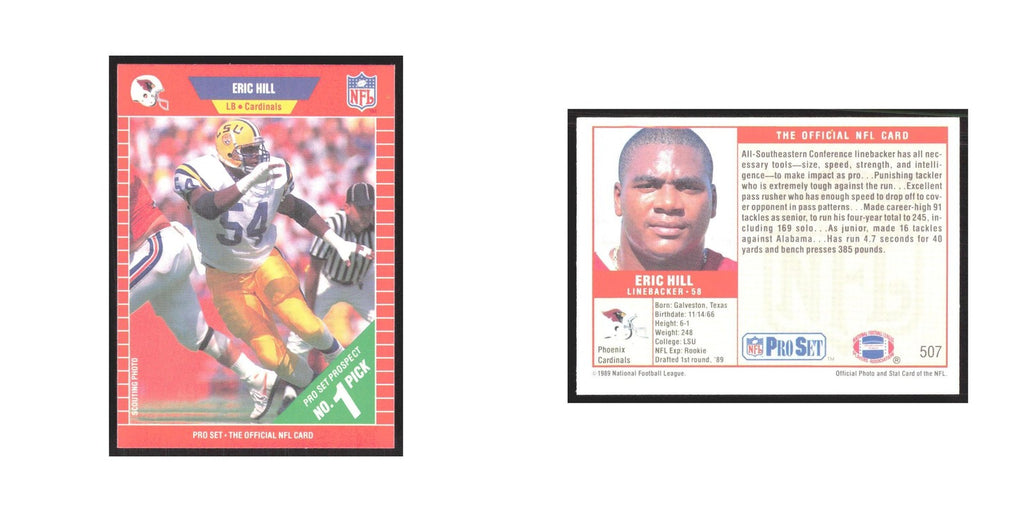 1989 Pro Set Eric Hill Phoenix Cardinals #507