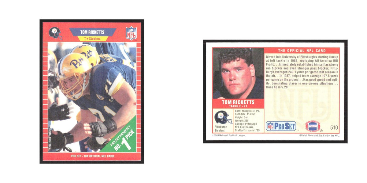 1989 Pro Set Tom Ricketts Steelers #510
