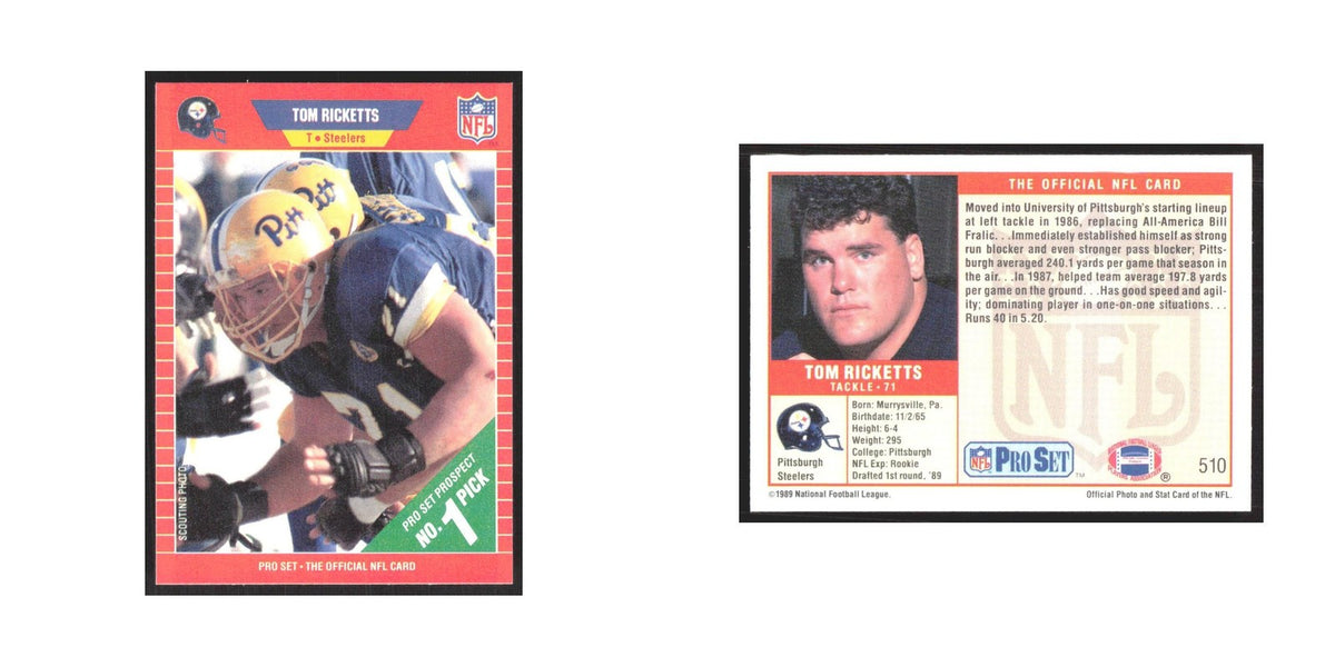 1989 Pro Set Tom Ricketts Steelers #510